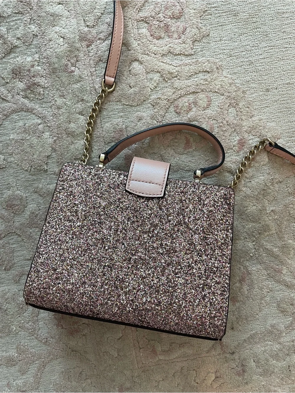 kate spade Sunset Lane Glitter Milou in Rose Gold Sparkle Top-Handle Crossbody